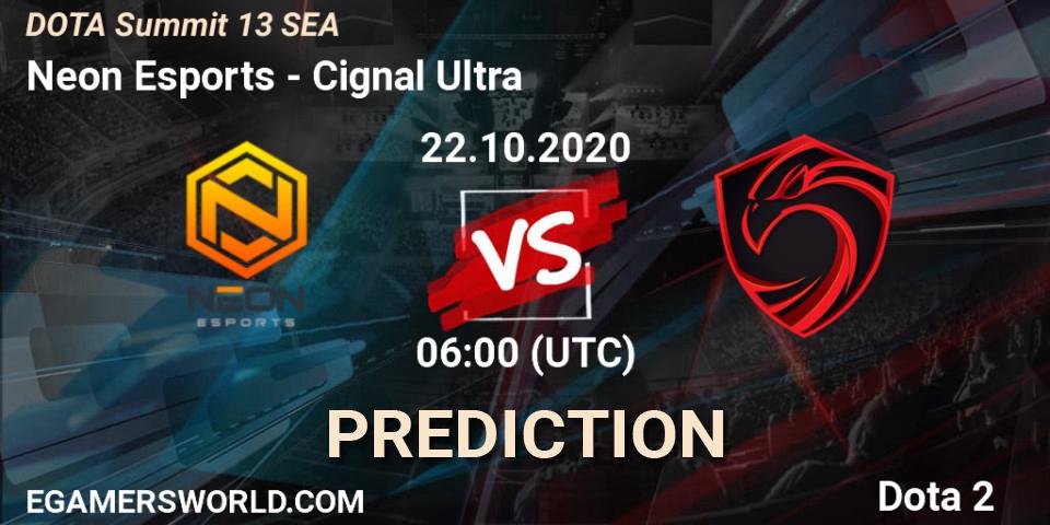 Neon Esports vs Cignal Ultra: Betting TIp, Match Prediction. 22.10.20. Dota 2, DOTA Summit 13: SEA