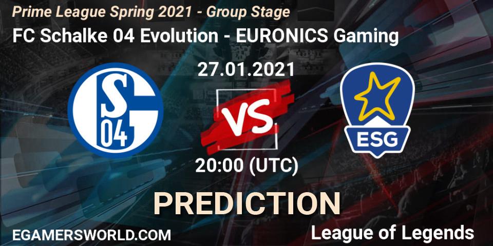 FC Schalke 04 Evolution vs EURONICS Gaming: Betting TIp, Match Prediction. 28.01.21. LoL, Prime League Spring 2021 - Group Stage