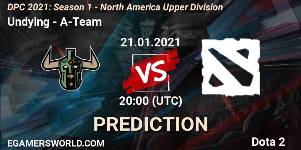 Undying vs A-Team: Betting TIp, Match Prediction. 21.01.2021 at 20:00. Dota 2, DPC 2021: Season 1 - North America Upper Division