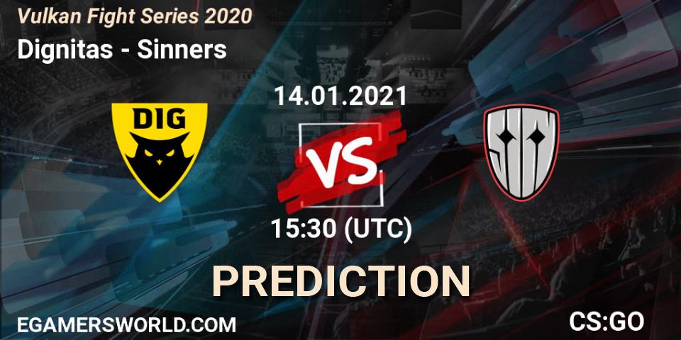 Dignitas vs Sinners: Betting TIp, Match Prediction. 14.01.2021 at 15:45. Counter-Strike (CS2), Vulkan Fight Series 2020