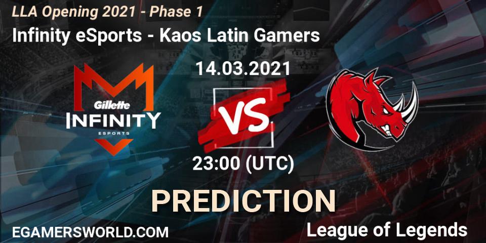 Infinity eSports vs Kaos Latin Gamers: Betting TIp, Match Prediction. 14.03.21. LoL, LLA Opening 2021 - Phase 1