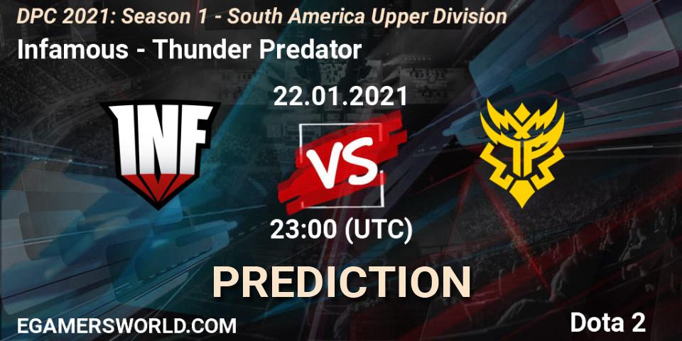 Infamous vs Thunder Predator: Betting TIp, Match Prediction. 22.01.21. Dota 2, DPC 2021: Season 1 - South America Upper Division