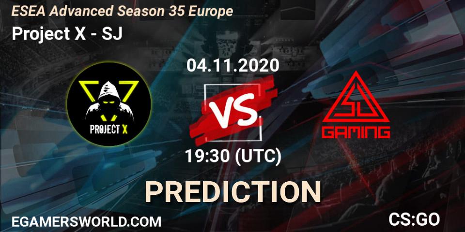 Project X vs SJ: Betting TIp, Match Prediction. 04.11.2020 at 14:30. Counter-Strike (CS2), ESEA Advanced Season 35 Europe