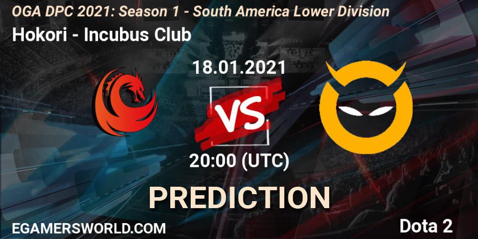 Hokori vs Incubus Club: Betting TIp, Match Prediction. 18.01.2021 at 20:03. Dota 2, OGA DPC 2021: Season 1 - South America Lower Division