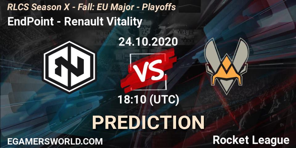 EndPoint vs Renault Vitality: Betting TIp, Match Prediction. 24.10.20. Rocket League, RLCS Season X - Fall: EU Major - Playoffs