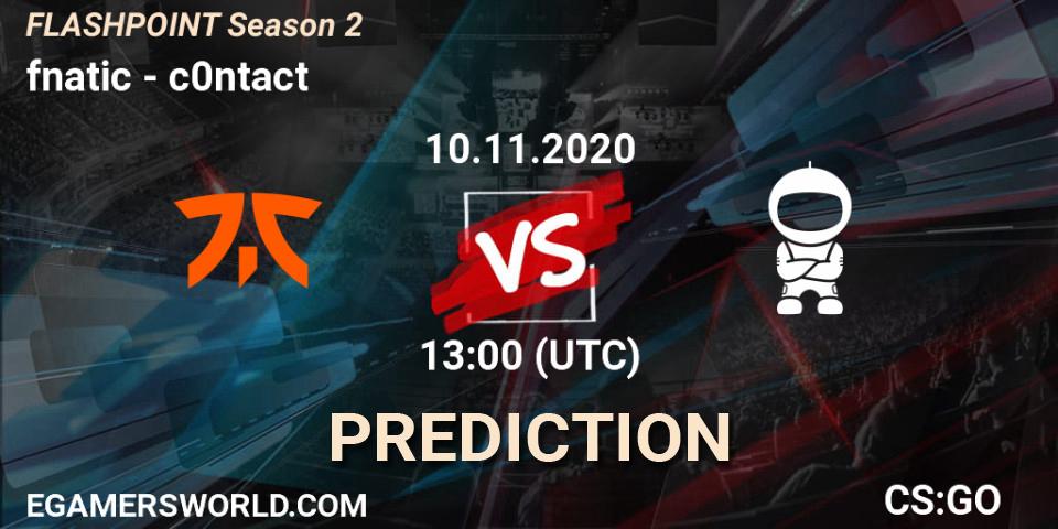 fnatic vs c0ntact: Betting TIp, Match Prediction. 11.11.2020 at 16:00. Counter-Strike (CS2), Flashpoint Season 2
