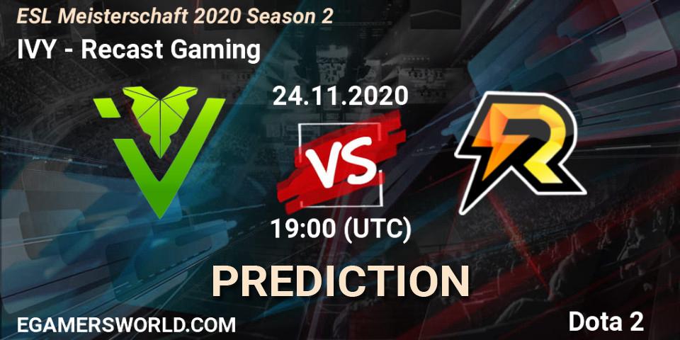 IVY vs Recast Gaming: Betting TIp, Match Prediction. 24.11.2020 at 19:36. Dota 2, ESL Meisterschaft 2020 Season 2