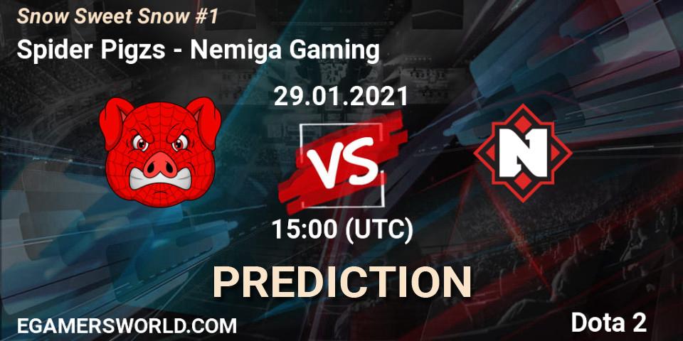 Spider Pigzs vs Nemiga Gaming: Betting TIp, Match Prediction. 29.01.2021 at 14:59. Dota 2, Snow Sweet Snow #1