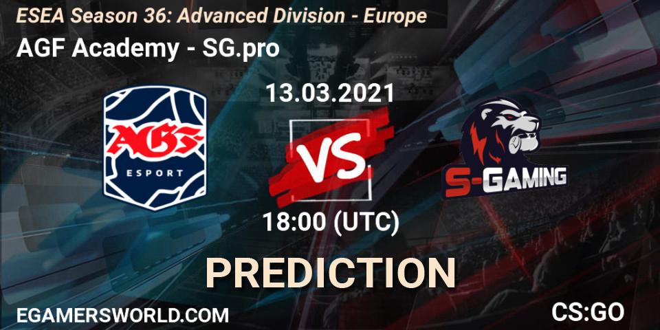 AGF Academy vs SG.pro: Betting TIp, Match Prediction. 14.03.2021 at 18:00. Counter-Strike (CS2), ESEA Season 36: Europe - Advanced Division