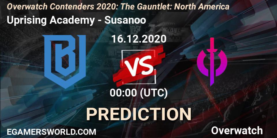 Uprising Academy vs Susanoo: Betting TIp, Match Prediction. 15.12.2020 at 23:40. Overwatch, Overwatch Contenders 2020: The Gauntlet: North America