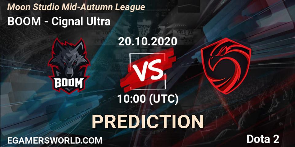 BOOM vs Cignal Ultra: Betting TIp, Match Prediction. 20.10.2020 at 10:01. Dota 2, Moon Studio Mid-Autumn League