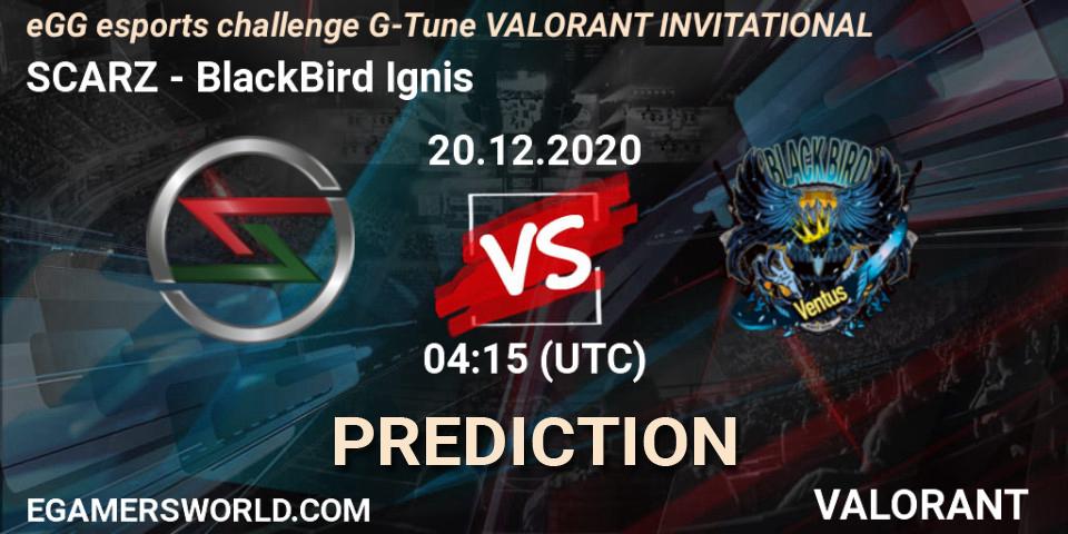 SCARZ vs BlackBird Ignis: Betting TIp, Match Prediction. 20.12.2020 at 04:15. VALORANT, eGG esports challenge G-Tune VALORANT INVITATIONAL