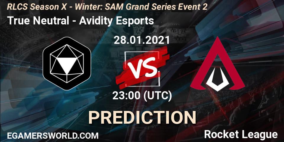 True Neutral vs Avidity Esports: Betting TIp, Match Prediction. 28.01.2021 at 23:00. Rocket League, RLCS Season X - Winter: SAM Grand Series Event 2
