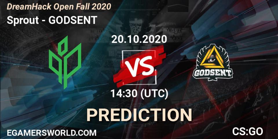 Sprout vs GODSENT: Betting TIp, Match Prediction. 20.10.2020 at 14:10. Counter-Strike (CS2), DreamHack Open Fall 2020
