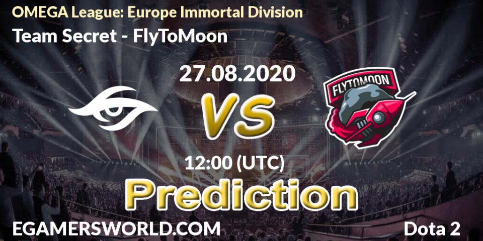 Team Secret vs FlyToMoon: Betting TIp, Match Prediction. 27.08.20. Dota 2, OMEGA League: Europe Immortal Division