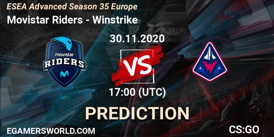 Movistar Riders vs Winstrike: Betting TIp, Match Prediction. 30.11.20. CS2 (CS:GO), ESEA Advanced Season 35 Europe