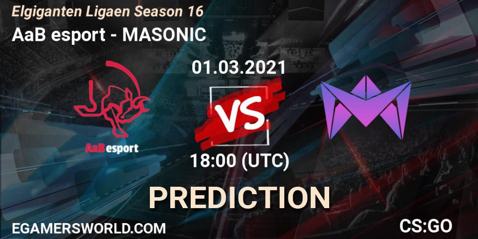 AaB esport vs MASONIC: Betting TIp, Match Prediction. 01.03.2021 at 18:00. Counter-Strike (CS2), Elgiganten Ligaen Season 16