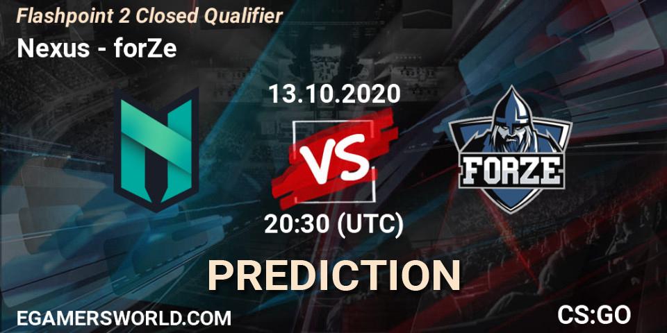 Nexus vs forZe: Betting TIp, Match Prediction. 13.10.20. CS2 (CS:GO), Flashpoint 2 Closed Qualifier