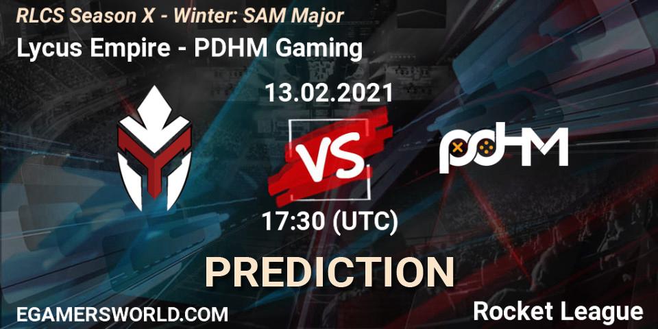 Lycus Empire vs PDHM Gaming: Betting TIp, Match Prediction. 13.02.2021 at 17:30. Rocket League, RLCS Season X - Winter: SAM Major