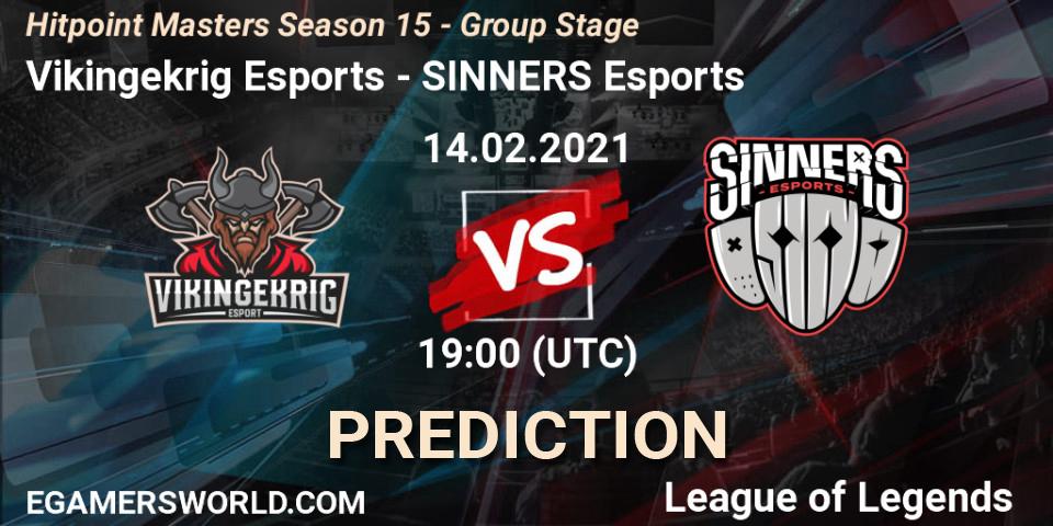 Vikingekrig Esports vs SINNERS Esports: Betting TIp, Match Prediction. 14.02.2021 at 20:00. LoL, Hitpoint Masters Season 15 - Group Stage