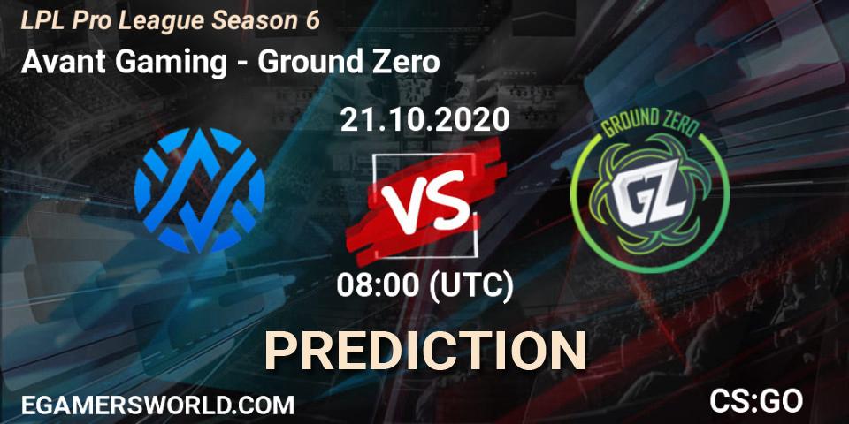 Avant Gaming vs Ground Zero: Betting TIp, Match Prediction. 21.10.20. CS2 (CS:GO), LPL Pro League Season 6
