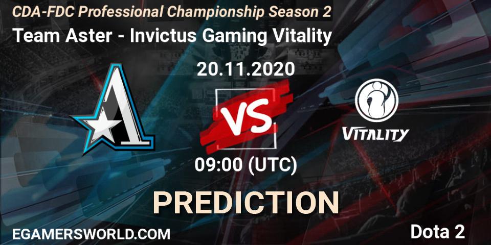 Team Aster vs Invictus Gaming Vitality: Betting TIp, Match Prediction. 20.11.20. Dota 2, CDA-FDC Professional Championship Season 2