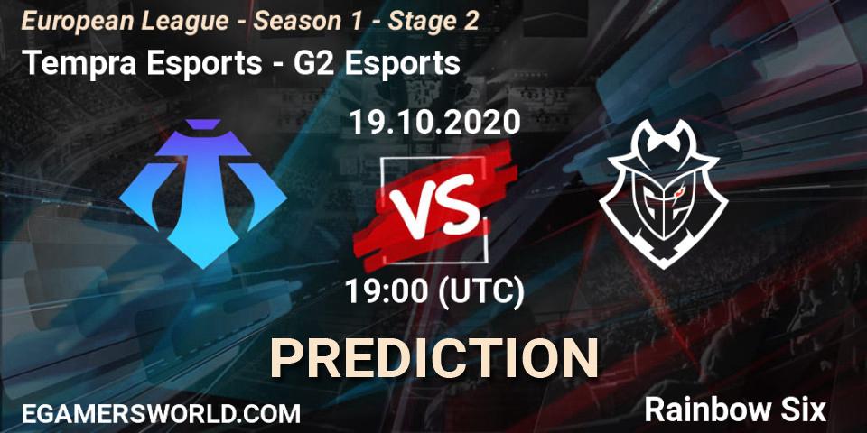Tempra Esports vs G2 Esports: Betting TIp, Match Prediction. 19.10.2020 at 19:00. Rainbow Six, European League - Season 1 - Stage 2
