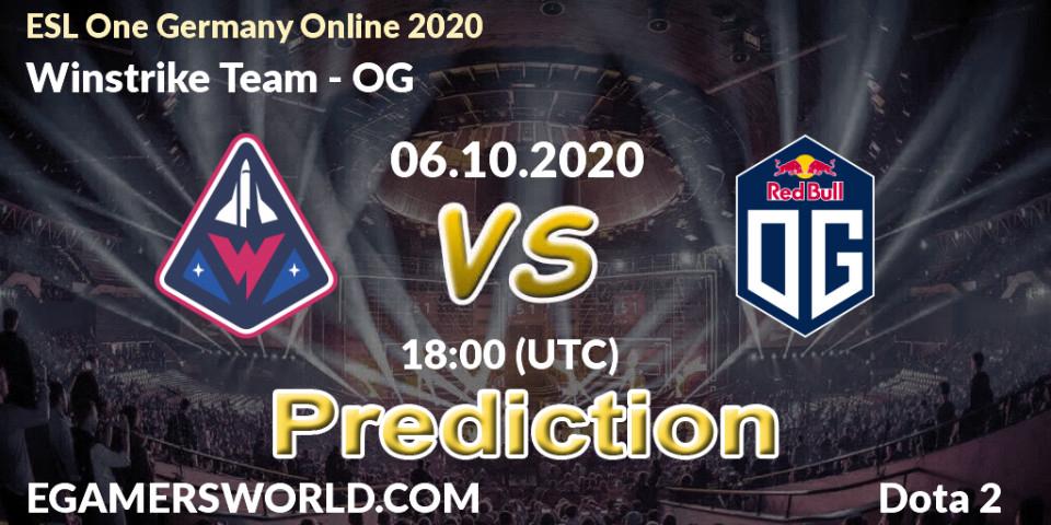 Winstrike Team vs OG: Betting TIp, Match Prediction. 06.10.20. Dota 2, ESL One Germany 2020 Online