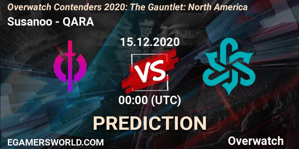 Susanoo vs QARA: Betting TIp, Match Prediction. 15.12.2020 at 00:00. Overwatch, Overwatch Contenders 2020: The Gauntlet: North America