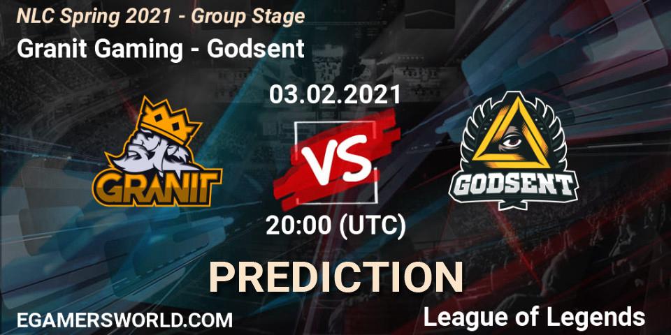 Granit Gaming vs Godsent: Betting TIp, Match Prediction. 03.02.2021 at 20:15. LoL, NLC Spring 2021 - Group Stage