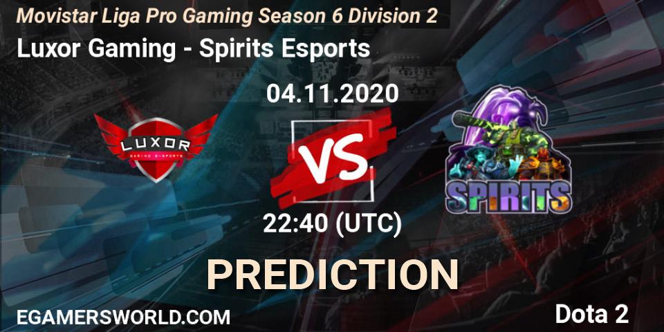 Luxor Gaming vs Spirits Esports: Betting TIp, Match Prediction. 04.11.20. Dota 2, Movistar Liga Pro Gaming Season 6 Division 2