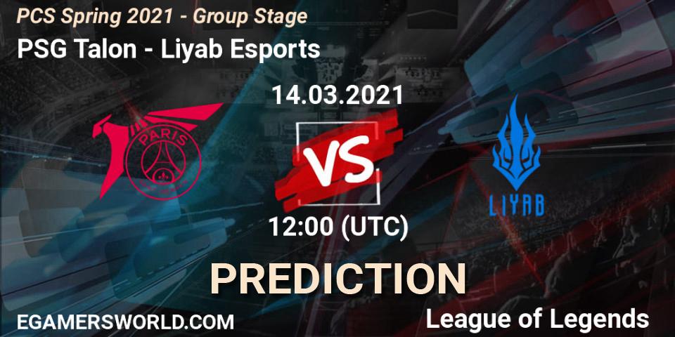 PSG Talon vs Liyab Esports: Betting TIp, Match Prediction. 14.03.2021 at 12:00. LoL, PCS Spring 2021 - Group Stage