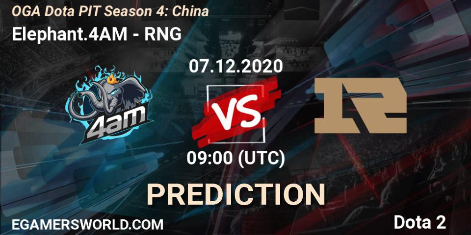 Elephant.4AM vs RNG: Betting TIp, Match Prediction. 07.12.2020 at 08:02. Dota 2, OGA Dota PIT Season 4: China