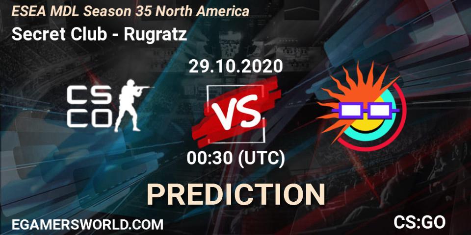 Secret Club vs Rugratz: Betting TIp, Match Prediction. 29.10.20. CS2 (CS:GO), ESEA MDL Season 35 North America
