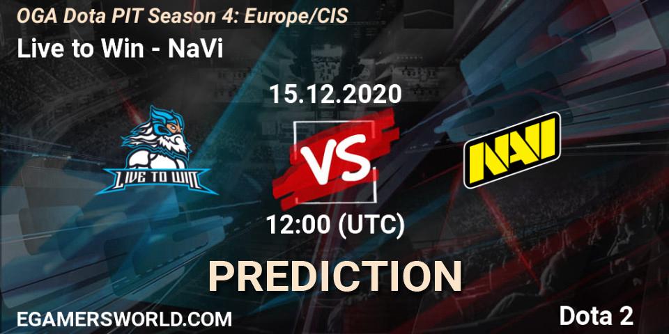 Live to Win vs NaVi: Betting TIp, Match Prediction. 15.12.20. Dota 2, OGA Dota PIT Season 4: Europe/CIS