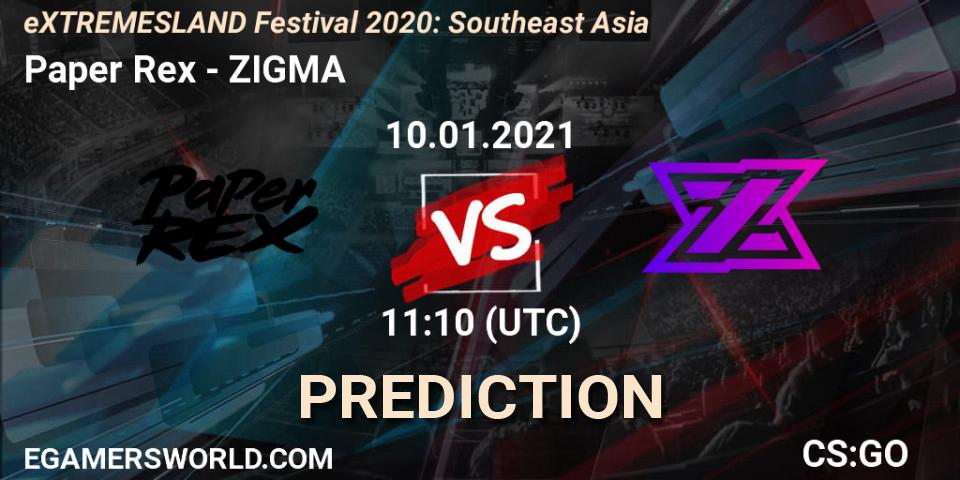 Paper Rex vs ZIGMA: Betting TIp, Match Prediction. 10.01.21. CS2 (CS:GO), eXTREMESLAND Festival 2020: Southeast Asia