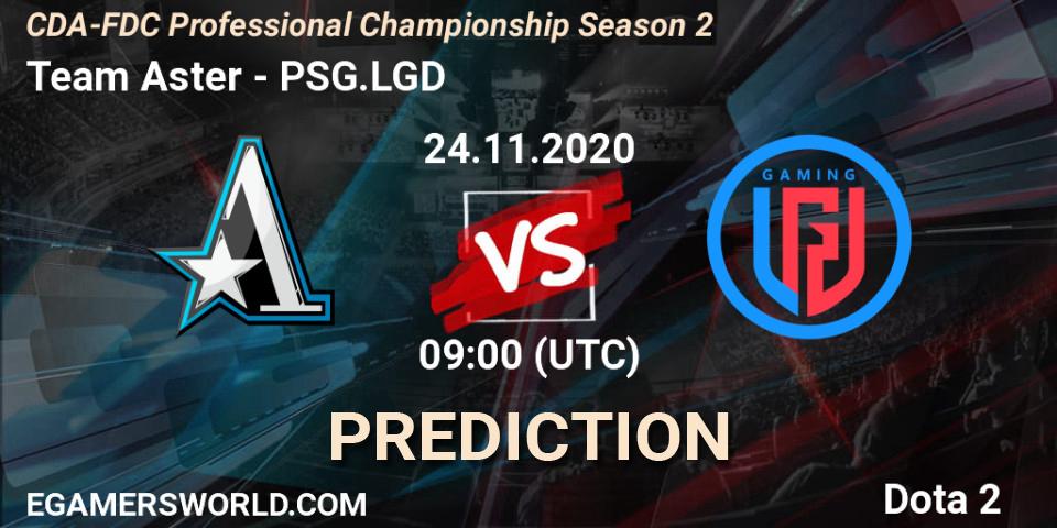 Team Aster vs PSG.LGD: Betting TIp, Match Prediction. 24.11.2020 at 08:21. Dota 2, CDA-FDC Professional Championship Season 2