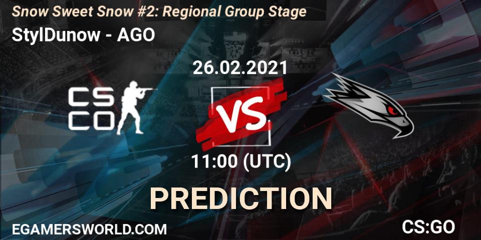 StylDunow vs AGO: Betting TIp, Match Prediction. 26.02.2021 at 11:00. Counter-Strike (CS2), Snow Sweet Snow #2: Regional Group Stage