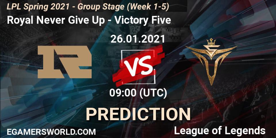 Royal Never Give Up vs Victory Five: Betting TIp, Match Prediction. 26.01.21. LoL, LPL Spring 2021 - Group Stage (Week 1-5)