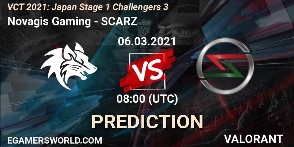 Novagis Gaming vs SCARZ: Betting TIp, Match Prediction. 06.03.2021 at 08:00. VALORANT, VCT 2021: Japan Stage 1 Challengers 3
