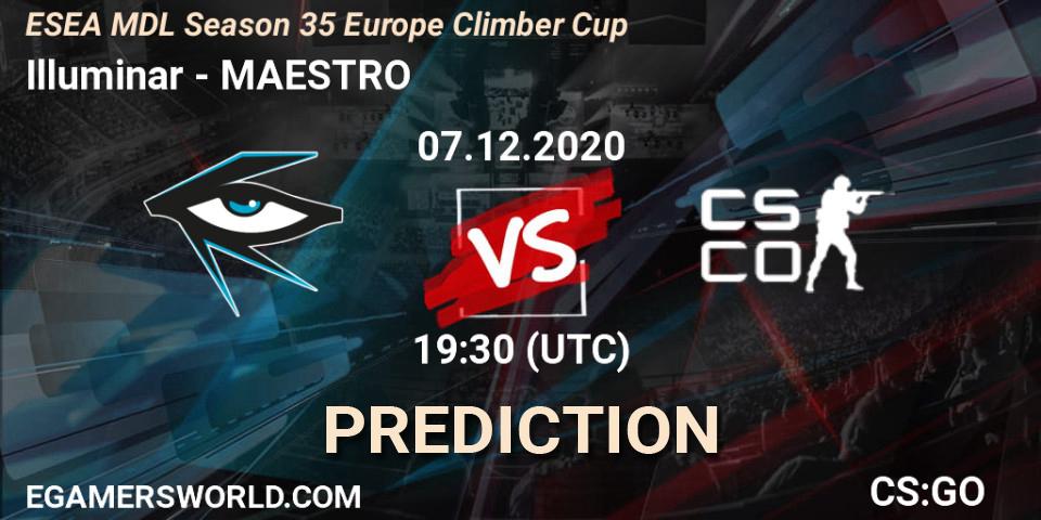 Illuminar vs MAESTRO: Betting TIp, Match Prediction. 07.12.2020 at 19:30. Counter-Strike (CS2), ESEA MDL Season 35 Europe Climber Cup