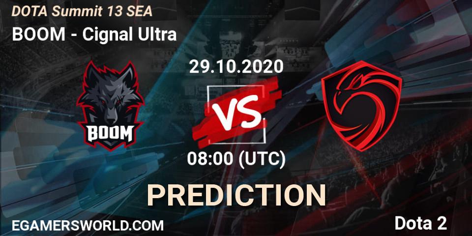 BOOM vs Cignal Ultra: Betting TIp, Match Prediction. 29.10.2020 at 08:31. Dota 2, DOTA Summit 13: SEA