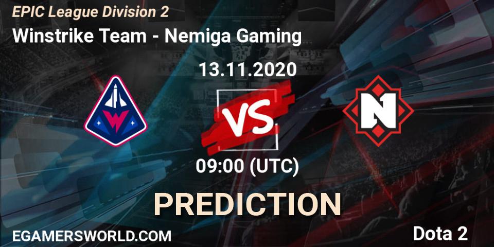 Winstrike Team vs Nemiga Gaming: Betting TIp, Match Prediction. 13.11.2020 at 09:00. Dota 2, EPIC League Division 2