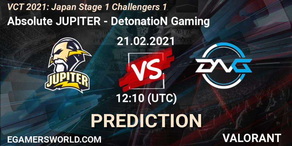Absolute JUPITER vs DetonatioN Gaming: Betting TIp, Match Prediction. 21.02.21. VALORANT, VCT 2021: Japan Stage 1 Challengers 1