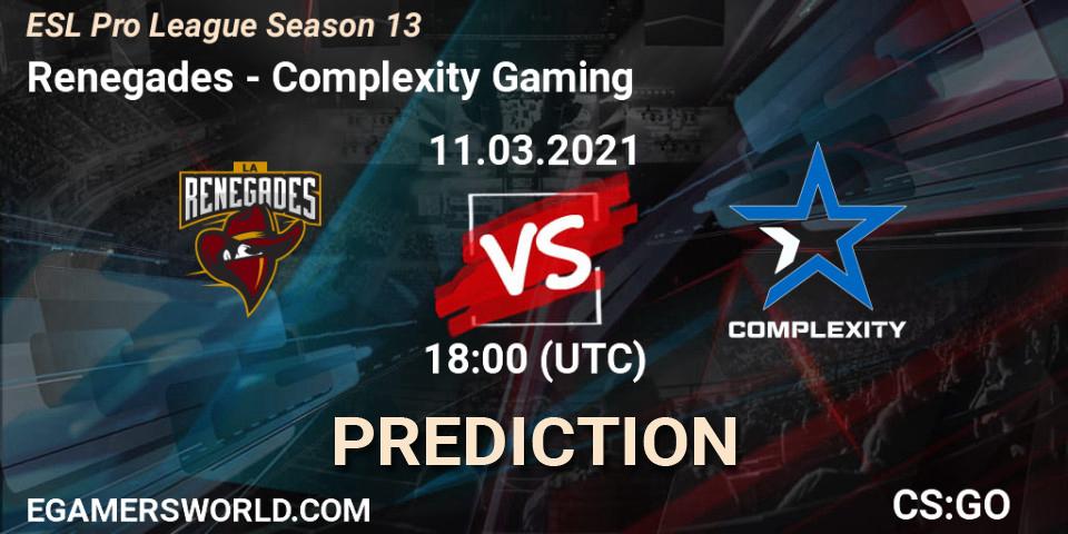 Renegades vs Complexity Gaming: Betting TIp, Match Prediction. 11.03.21. CS2 (CS:GO), ESL Pro League Season 13