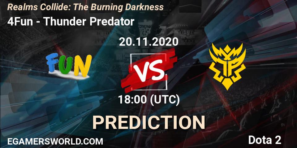 4Fun vs Thunder Predator: Betting TIp, Match Prediction. 20.11.20. Dota 2, Realms Collide: The Burning Darkness