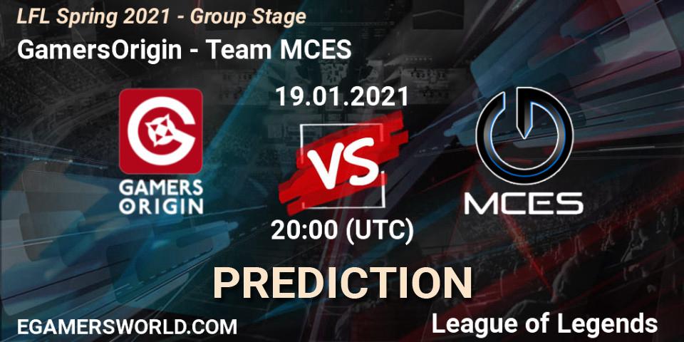 GamersOrigin vs Team MCES: Betting TIp, Match Prediction. 19.01.21. LoL, LFL Spring 2021 - Group Stage