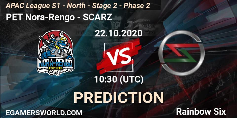 PET Nora-Rengo vs SCARZ: Betting TIp, Match Prediction. 22.10.20. Rainbow Six, APAC League S1 - North - Stage 2 - Phase 2
