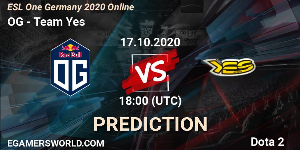 OG vs Team Yes: Betting TIp, Match Prediction. 17.10.20. Dota 2, ESL One Germany 2020 Online