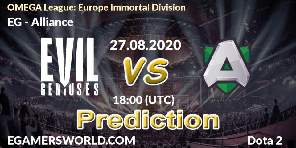 EG vs Alliance: Betting TIp, Match Prediction. 27.08.20. Dota 2, OMEGA League: Europe Immortal Division